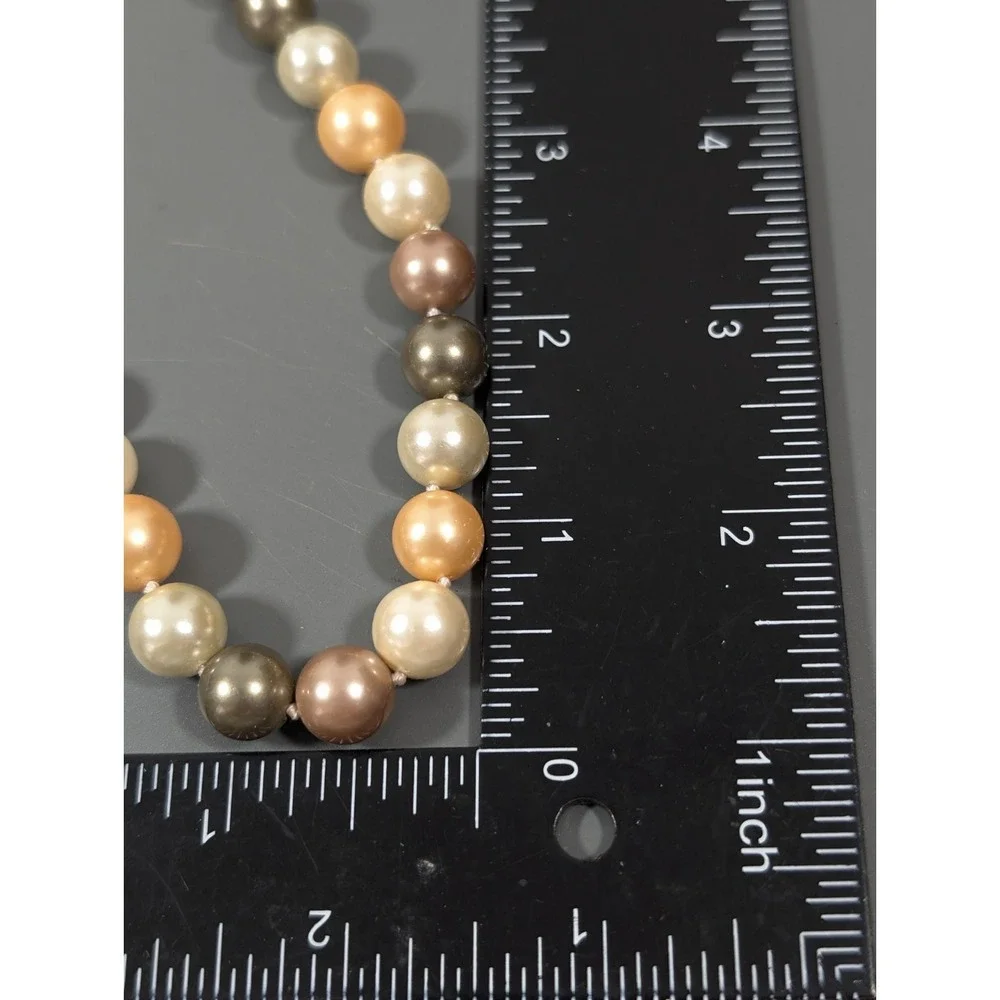 Elegant Champagne Beige Glass Faux Pearl Necklace‎ Classic 19 inch
